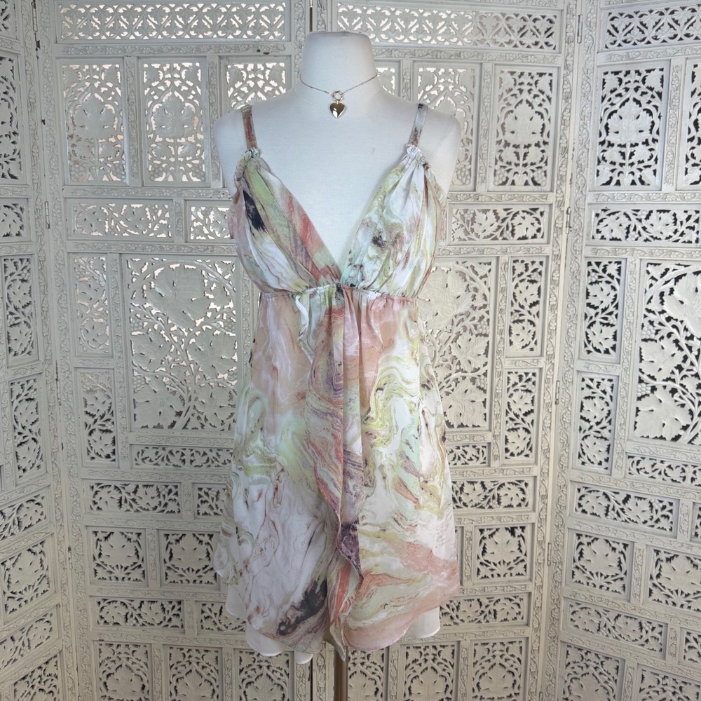 Soma‎ Intimates Watercolor Slip Dress Nightgown Sz Small Fairy Coquette Angel
